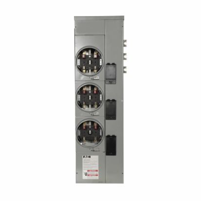 Eaton 1MM312RRLB 4-Jaw 3-Socket Multiple Metering Meter Stack Module With Ringless Style Cover and Horn Bypass, 120/240 VAC, 125 A, 1 Phase, NEMA 3R Enclosure