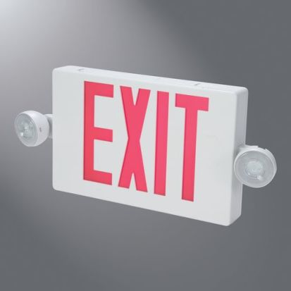 Cooper Lighting Sure-Lites APCH7R Self-Powered Universal Combination Emergency Exit Lamp With (2) Led Heads, Led Lamp, 1.68 W Fixture, 120/277 VAC, 3.6 VDC, Textured Housing, Exit Legend