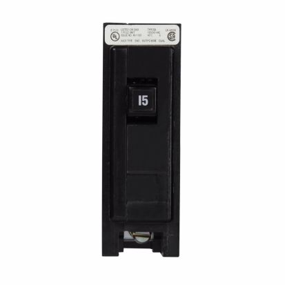 Eaton Quicklag® BAB1015 Type BAB Molded Case Miniature Circuit Breaker, 120/240 VAC, 15 A, 10 kA Interrupt, 1 Poles, Non-Interchangeable Thermal Magnetic Trip