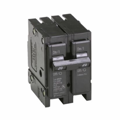 Eaton BR220 Type BR Circuit Breaker, 120/240 VAC, 20 A, 10 kA Interrupt, 2 Poles, Common/Thermal Magnetic Trip