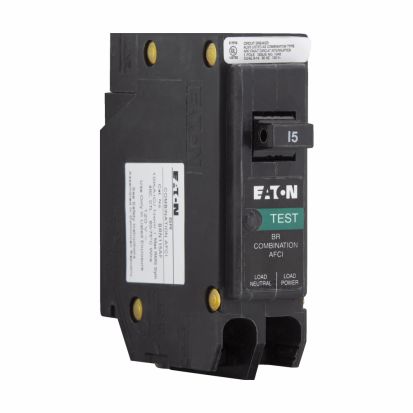 EATON BRN115AF AFCI circuit breaker, AFCI Circuit breaker, UL only, 15 A, 10 kAIC, Single-pole, 120 V, BR, Plug-on, #14-8 AWG Cu/Al, Type BR Loadcenters