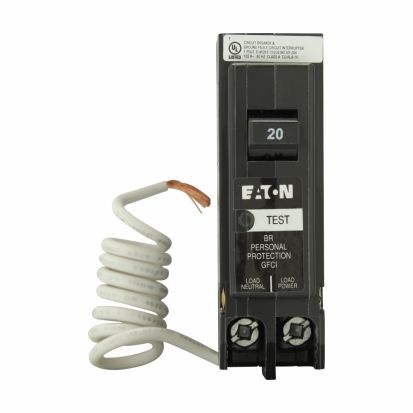 EATON Cutler-Hammer Series BRN120GF 67C8085G02 BR GF, 5MA, Pigtail Neutral, 1P 20A, 10KAIC, UL Only