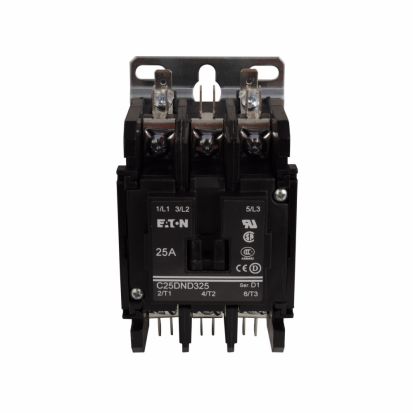 EATON Cutler-Hammer Series C25DND325B Non-Reversing Definite Purpose Contactor With Metal Mounting Plate, 208 to 240 VAC at 50/60 Hz V Coil, 25 A Inductive/35 A Resistive, 3 Poles