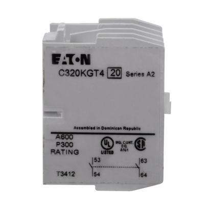 EATON Cutler-Hammer Series C320KGT4 Freedom Heavy Duty Auxiliary Contact Kit With Standard Pressure Plate Terminal, 600 VAC, 10 A, 1NO-3NC Contacts, Silver Cadmium Alloy