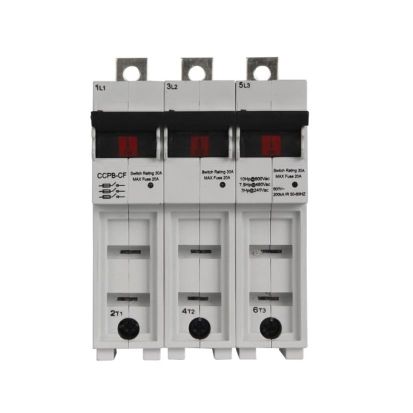 Bussmann CUBEFuse Quik-Spec CCPB-3-30CF Finger Safe Fusible Disconnect Lock-On Provision Compact Circuit Protector Base, 600 VAC, 30 A, 3 Poles, Class CF Fuse, 18 to 4 AWG Wire