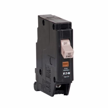 Eaton CHF115 Type CHF Standard Circuit Breaker With Mechanical Trip Flag, 120/240 VAC, 15 A, 10 kA Interrupt, 1 Poles, Thermal Magnetic Trip