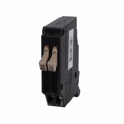 Eaton CHT2020 Type CHT Twin Circuit Breaker, 120/240 VAC, (2) 20 A, 10 kA Interrupt, 1 Pole