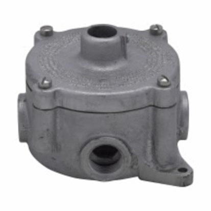 EATON Crouse-Hinds series Condulet® CPS12022 Dust-Ignitionproof Explosionproof Raintight Conduit Outlet Box With Hub Cover, 3/4 in, 3/4 in Cover Opening, Electro-Galvanized