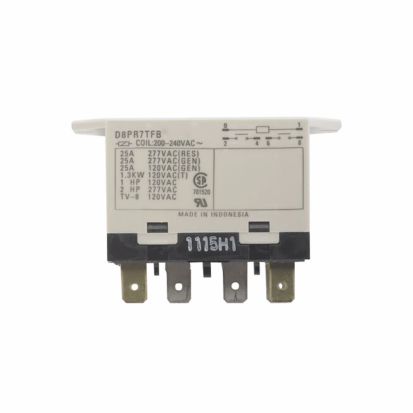 EATON Cutler-Hammer Series D8PR7TEA D8 General Purpose Plug-In Relay, E-bracket mount, QTY: 1, 120V coil, 5260 Ohms resistance, DPST-NO contact configuration, Silver alloy contacts, 25A, 220V rated load, 25A amperage rating, 250V max. operating voltage