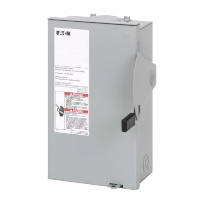 EATON Cutler-Hammer Series DG221NRB DG Series Cartridge Fusible General Duty Safety Switch, 240 VAC, 30 A, 1/2 to 3 hp, 3 to 7-1/2 hp, DPST Contact, 2 Poles