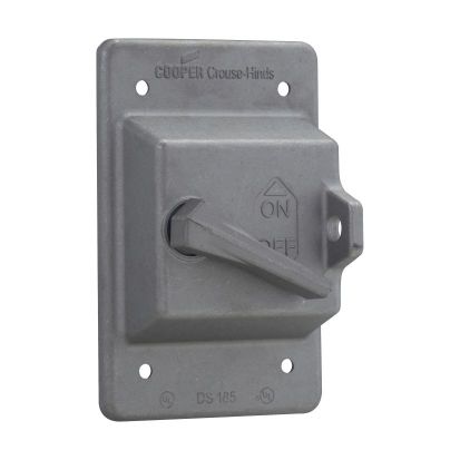 EATON Crouse-Hinds series DS185 raintight snap switch cover, Die cast aluminum, Single-gang, Gasket, For standard ON-OFF operation; with hole for lock, For general use snap switches