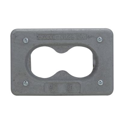 EATON Crouse-Hinds series DS23G duplex receptacle cover, Feraloy iron alloy, Surface or flush mount, Single-gang, Gasket, For standard and three-pole, two-wire grounding type duplex convenience receptacles