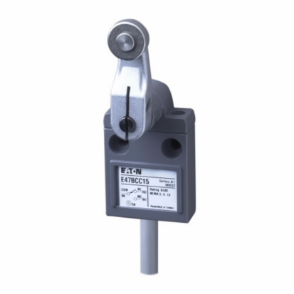EATON Cutler-Hammer Series E47BCC15 Compact Pre-Wired Limit Switch, 250 VAC, 30 VDC, 4/5 A, Lever/Roller Actuator, SPDT Contact, 1 Pole