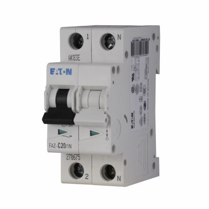 Eaton FAZ-C20/1-NA-SP Type FAZ-NA Current Limiting Supplementary Protector, 480/277 VAC, 20 A, 10/14 kA Interrupt, 1 Pole, Thermal Magnetic/5 to 10X in Trip