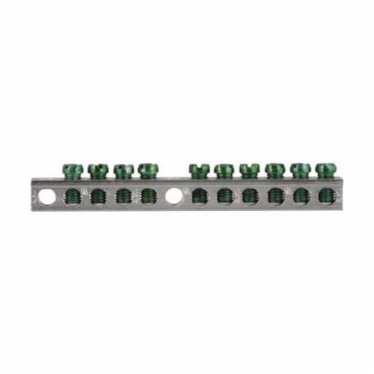 Eaton GBK10 Ground Bar Kit, 4.288 In L, 14 To 10 AWG, 14 To 4 AWG Aluminum/Copper Conductor, 10 Terminals, For Use With Type CH/BR 3/4 In Loadcenter, 4/8 And 8/16 In Circuit Breaker