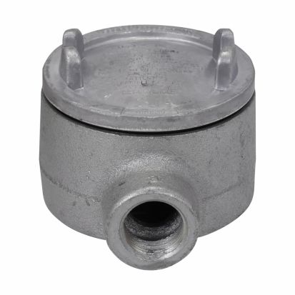 EATON Crouse-Hinds series Condulet GUAB26 Conduit outlet box with Cover, 3 Inch Cover opening diameter, Feraloy iron alloy, B shape, 3/4 Inch