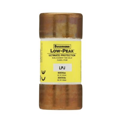 EATON Bussmann Series Low-Peak™ LPJ-40SP Current Limiting Time Delay Fuse, 40 A, 600 VAC/300 VDC, 300/100 kA, Class J, Cylindrical Body