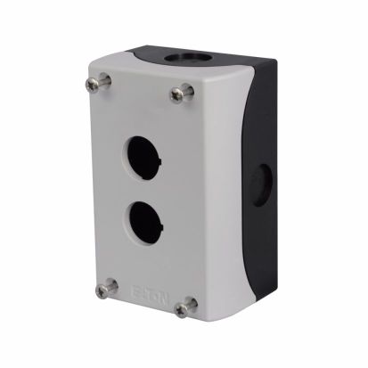 EATON M22-I2-PG 2-Element Pushbutton Enclosure, 3.15 in L x 4.72 in W x 2.2 in D, 2 Outlets, NEMA 4X/13 NEMA Rating, Plastic