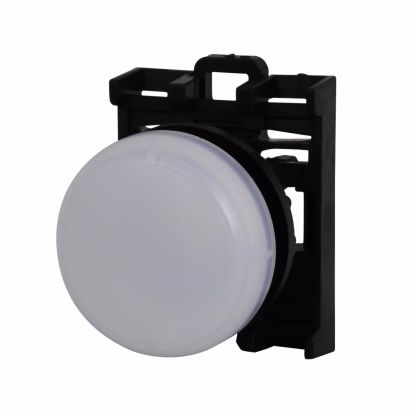 EATON Cutler-Hammer Series M22-L-W Modular Resistor Illuminated Indicating Light Operator, 22.5 mm, Flush Button Operator, Momentary Contact, White