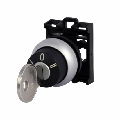 EATON M22-WS3 Modular Non-Illuminated Selector Switch Operator, 22.5 mm, 3 Positions, Black/Silver