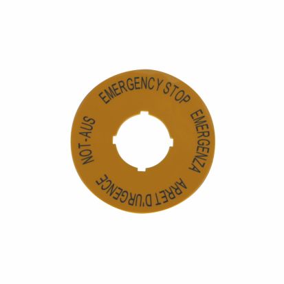 EATON Cutler-Hammer Series M22-XBK1 4-Language Modular Pushbutton Round Legend Plate, 0.05 in H x 2.36 in W, Round Plate, Yellow Field
