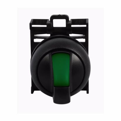EATON Cutler-Hammer Series M22S-WRLK3-1-G M22 Modular Selector Switch Operator, 22.5 mm, Knob, Maintained, Return from right, Illuminated, Bezel: Black, Button: Green, IP66, NEMA 4X, 13, Three-position, Light 100,000 hours, Button 100,000 Operations