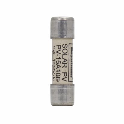EATON Bussmann Series PV-15A10F PV-A10 Photovoltaic Fuse, 15 A, 1000 VDC, 50 kA Interrupt, Class: gPV/UL PV, Cylindrical Body