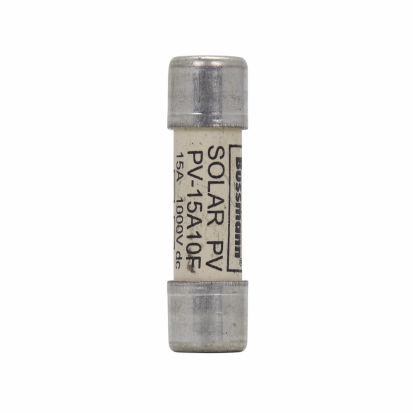 Eaton Bussmann Series PV-15A10F PV-A10 Photovoltaic Fuse, 15 A, 1000 VDC, 50 kA Interrupt, Class: gPV/UL PV, Cylindrical Body