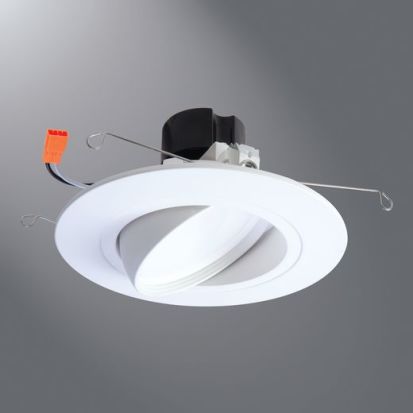 Cooper Lighting HALO RA5606930WH Adjustable Gimbal Narrow Very Wide Flood Retrofit Module, LED Lamp, 5 in, 6 in Ceiling Opening, 120 VAC, Die Cast Aluminum Housing