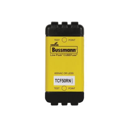 Eaton Edison CUBEFuse™ TCF50RN Inrush Current Withstand Time Delay Fuse, 50 A, 600 VAC/300 VDC, 300 kA at 600 VAC/100 kA at 300 VDC, 200 kA Interrupt, Class: CF, Cartridge Body