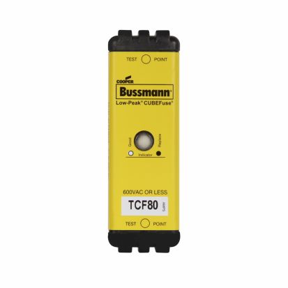 Eaton Bussmann Series CUBEFuse® TCF80 Time Delay Fuse, 80 A, 600 VAC/300 VDC, 100/300 kA Interrupt, Class: Class CF, Square Body