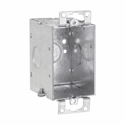 EATON Crouse-Hinds series TP218 Switch Box, (1) 1/2 Inch, Conduit (no Clamps), 2-1/2 Inch, (1) 1/2 Inch, Steel, (1) 1/2 Inch, Ears, Gangable, 12.5 cubic inch capacity