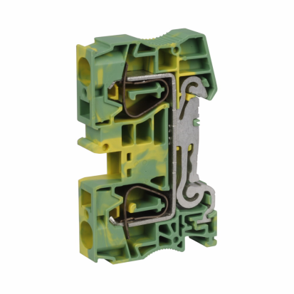 Eaton XBPT16PE Spring Cage Connection Single Level-Ground Blocks, IEC #24-4 AWG, EN #16-4 AWG, UL #16-4 AWG, Green/Yellow