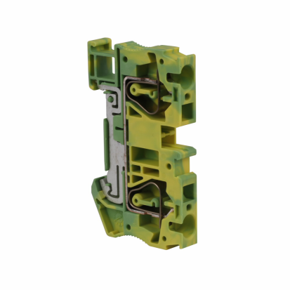 Eaton XBPT6PE Spring Cage Connection Single Level-Ground Blocks, IEC #24-8 AWG, EN #20-8 AWG, UL #20-8 AWG, Green/Yellow