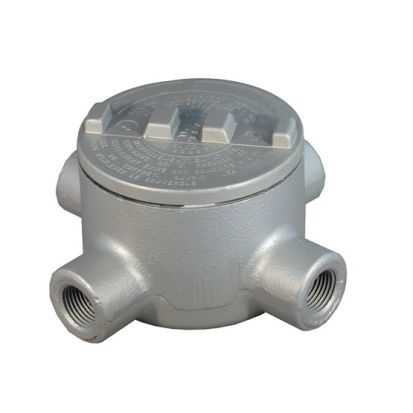 Emerson Electric O-Z/Gedney GUAC-200 Dust-Ignitionproof Explosionproof Conduit Outlet Box, 2 in, 5-1/8 in Cover Opening, 75 cu-in, Aluminum Enamel/Zinc Electroplated