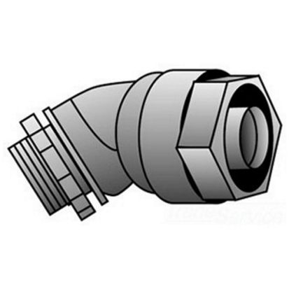 Emerson Electric O-Z/Gedney 4Q-4150 Concretetight Liquidtight Oiltight Raintight Conduit Connector, 1-1/2 in Trade, 45 deg, Malleable Iron, Zinc Electroplated