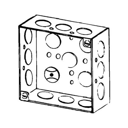 Appozgcomm ETP™ 4S-1/2 Square Box, Steel, 21 cu-in Capacity, 16 Outlets, 16 Knockouts, 4 in H x 4 in W x 1-1/2 in D