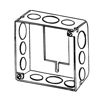 Emerson Electric Appleton® ETP™ 4SSBESPL Welded Square Box Extension Ring With Knockouts, 4 in L x 4 in W x 1-1/2 in D, Steel