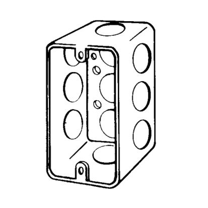 Appozgcomm 4SSL1/2-DR Handy Box With Conduit Knockout, Steel, 14.5 cu-in, 10 Outlets, 10 Knockouts