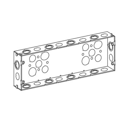 Appozgcomm 6G5075S Multi-Gang Welded Switch Box With Knockout, Steel, 111.1 cu-in Capacity, 6 Gangs, 30 Knockouts, 4-9/16 in H x 14-1/8 in W x 1-7/8 in D