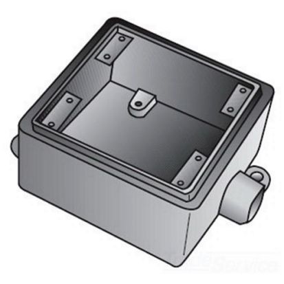 Emerson Electric Appleton® UNILETS™ FD2100 Type FD Deep Heavy Duty Device Box With Internal Ground Screw, Malleable Iron, 45 cu-in Capacity, 2 Gangs, 1 Outlets, 1 Knockouts, 4.63 in H x 4.63 in W x 2.69 in D