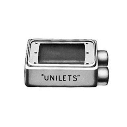 Emerson Electric Appleton® UNILETS™ FDS-1-100 Type FDS Deep Heavy Duty Device Box With Internal Ground Screw, Malleable Iron, 25 cu-in Capacity, 1 Gangs, 2 Outlets, 2 Knockouts, 4.56 in H x 2.81 in W x 2.69 in D