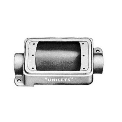 Emerson Electric Appleton® UNILETS™ FSC-1-50L Type FSC Heavy Duty Shallow Device Box With Internal Ground Screw, Malleable Iron, 25 cu-in Capacity, 1 Gangs, 2 Outlets, 2 Knockouts, 6.06 in H x 2.81 in W x 2 in D