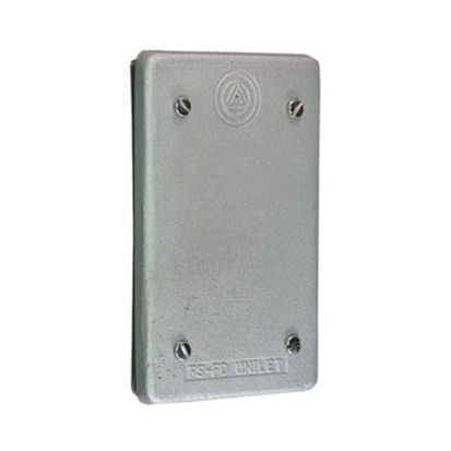 Emerson Electric Appleton® UNILETS™ FSK-1B-C Cast Weatherproof Device Box Cover With Stainless Steel Screws and Gasket, 4-9/16 in L x 2-13/16 in W, Blank Cover, Malleable Iron