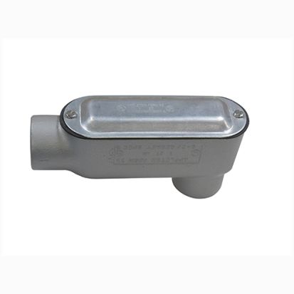 Emerson Electric O-Z/Gedney LB-125CG Type LB Conduit Outlet Body With Cover and Gasket, 32.3 cu-in, Malleable Iron, Aluminum Enamel/Zinc Electroplated
