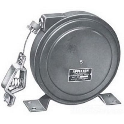 Emerson Electric Appleton® Reelites™ SD-11 SD Series Static Discharge Grounding Reel, 8-1/2 in Dia, 50 ft L, 1 Ohm, Galvanized Steel Cable, Nylon Insulation