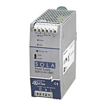 Emerson Electric SolaHD SDN2.5-24-100P SDN-P Compact Power Supply, 115/230 VAC Input, 24 VDC Output, 60 W Power Rating, 1.3/0.7 A, DIN Rail Mount