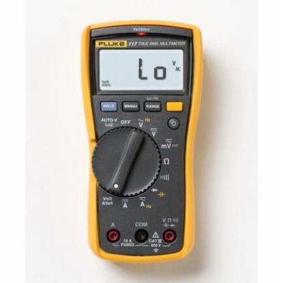 Fluke® VoltAlert™ FLUKE-117 Digital Multimeter, 600 VDC/VAC, 10 A, 40 MOhm Measuring, 600 VAC/VDC, 10 A, 0.1 Ohm to 40 MOhm, Digital Display