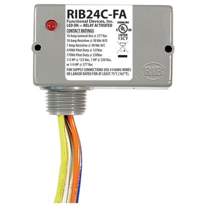 FUNCTIONAL-DEVICES RIB24C-FA ENCLOSED RELAY 10 AMP SPDT