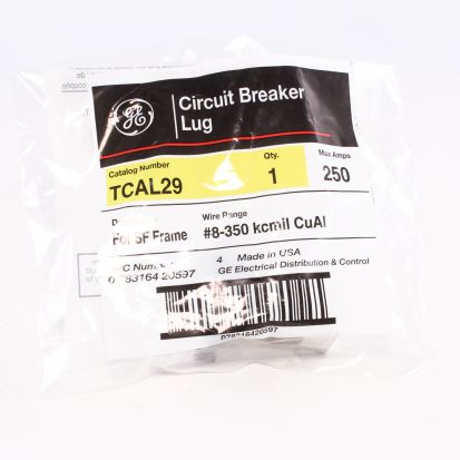 GE Industrial Solutions TCAL29 Line Side Circuit Breaker Lug, 8 AWG to 350 kcmil, For Use With 1-Pole SF250 Series Circuit Breaker